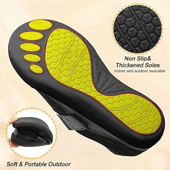 Spesoul Womens 6.5 Black Corduroy Wide Toe Box Hook Loop Slide On Slipper Shoes - Picture 4 of 7